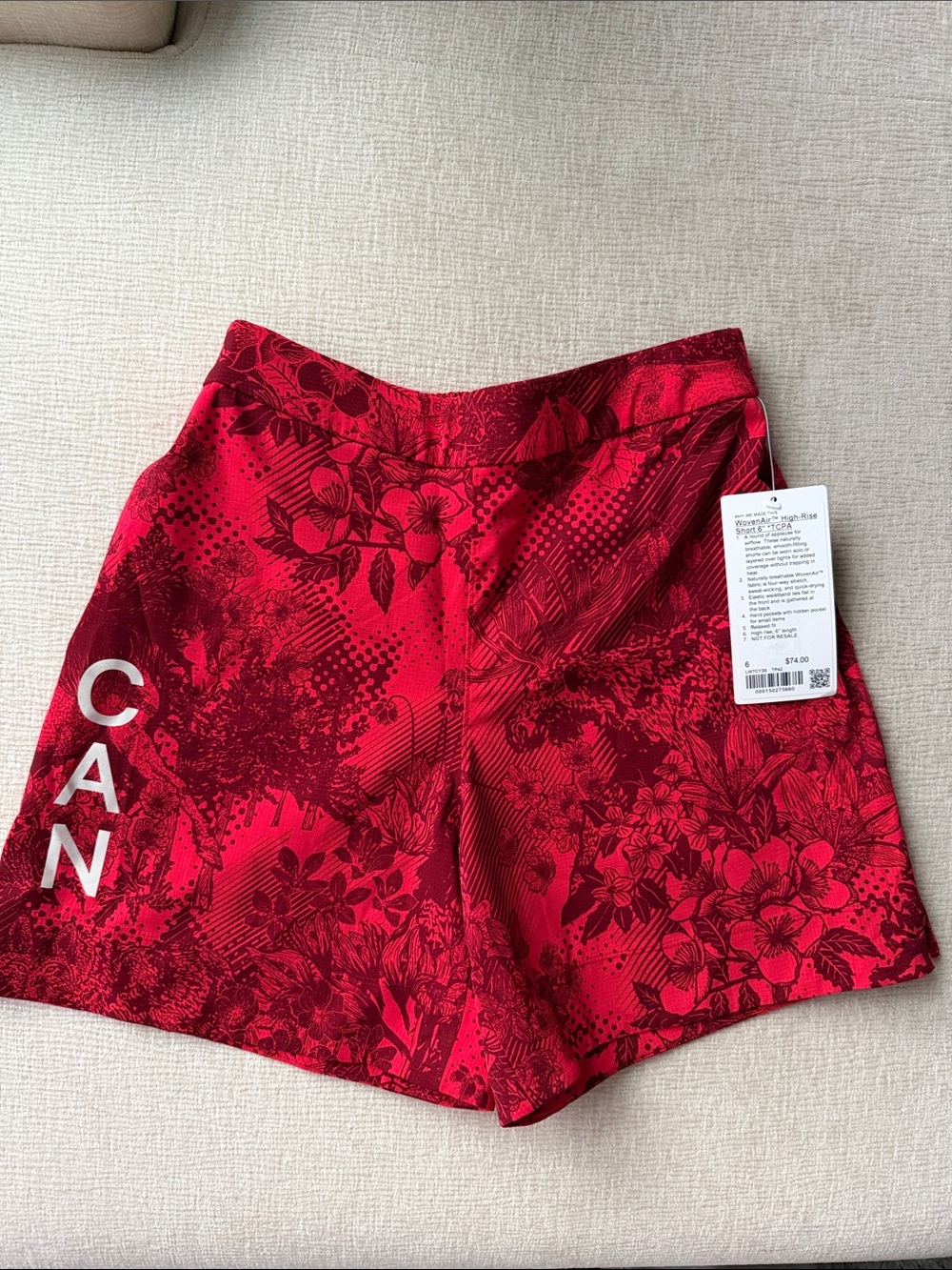 lululemon athletica Red Floral High-Waist Women’s Shorts